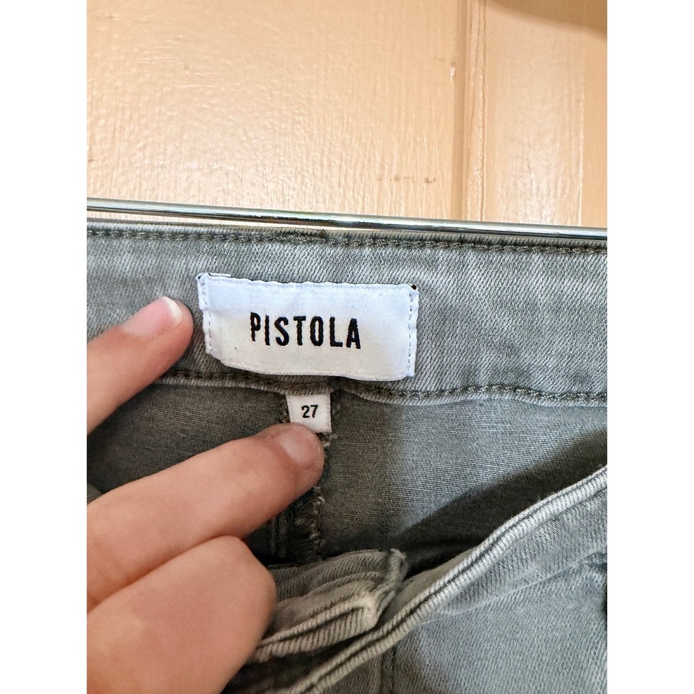 Pistola Womens Skinny Cargo Jeans Sage Green Zipper Detail Utility Pants Size 27 - Picture 3 of 3
